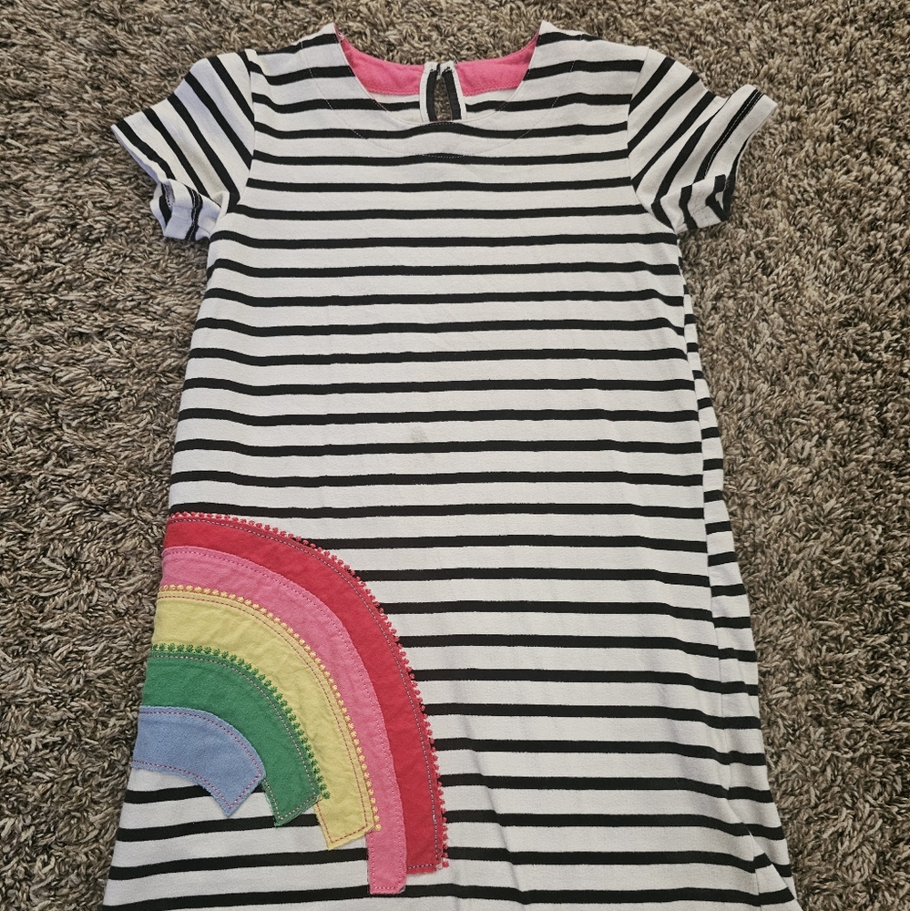 Girls size 5/6  navy striped rainbow shift dress